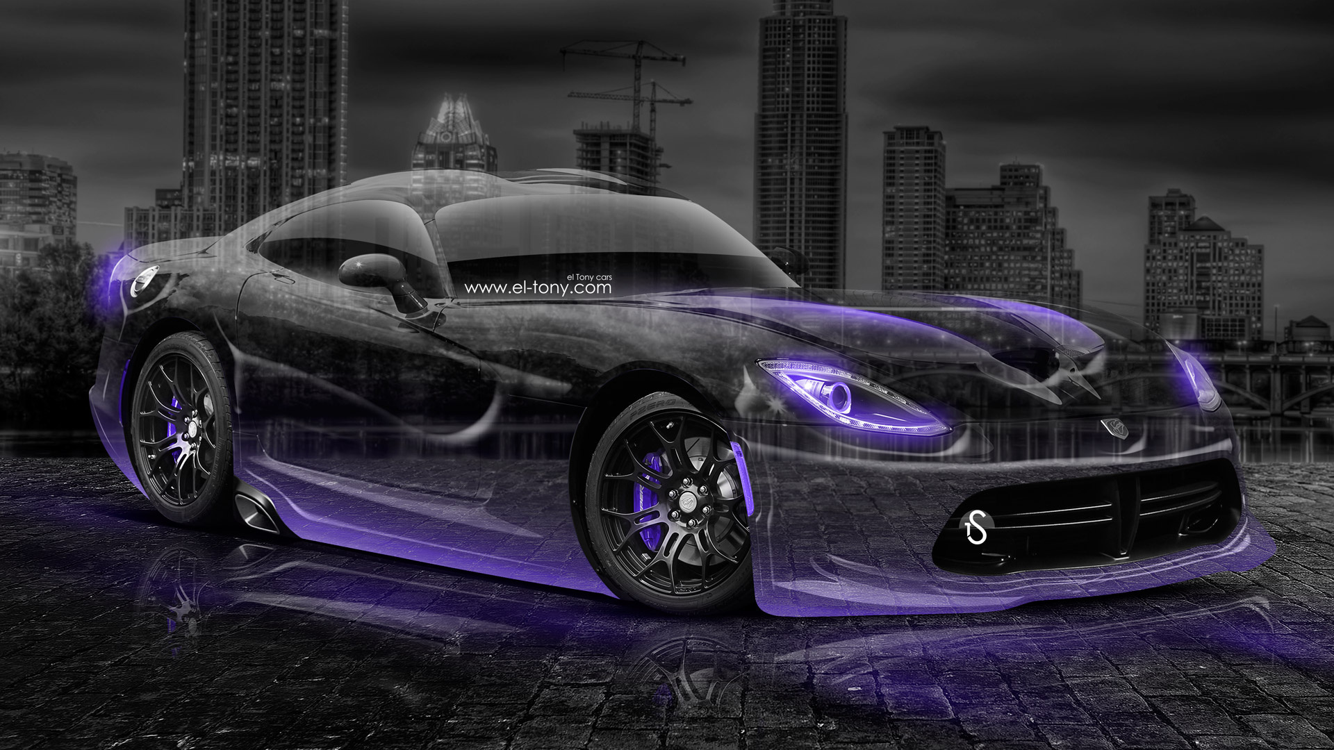Wallpaper | Cars | photo | picture | Tony Kokhan, dodge, viper, Crystal,  city