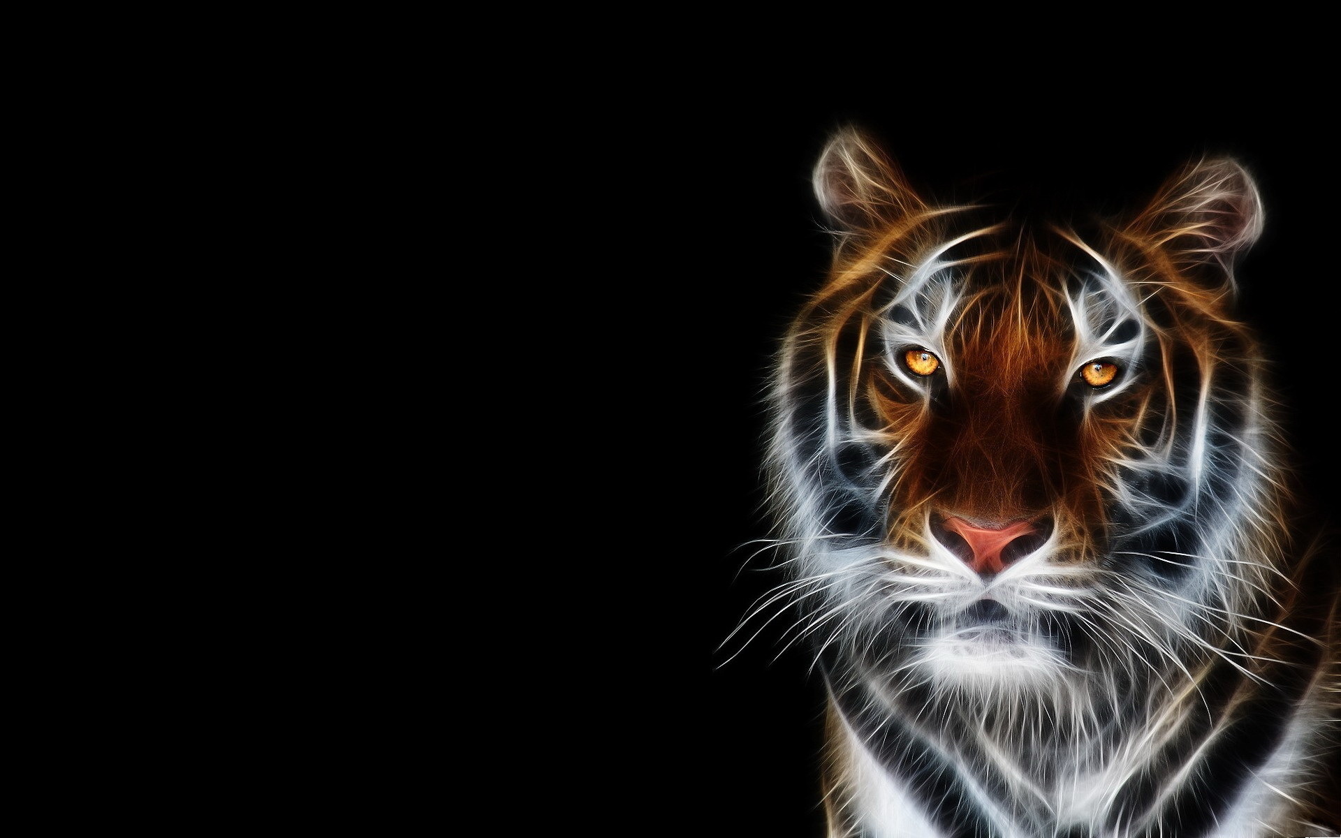 Wallpaper | 3D wallpapers | photo | picture | tiger, art, photoshop, the  dark background, 3d