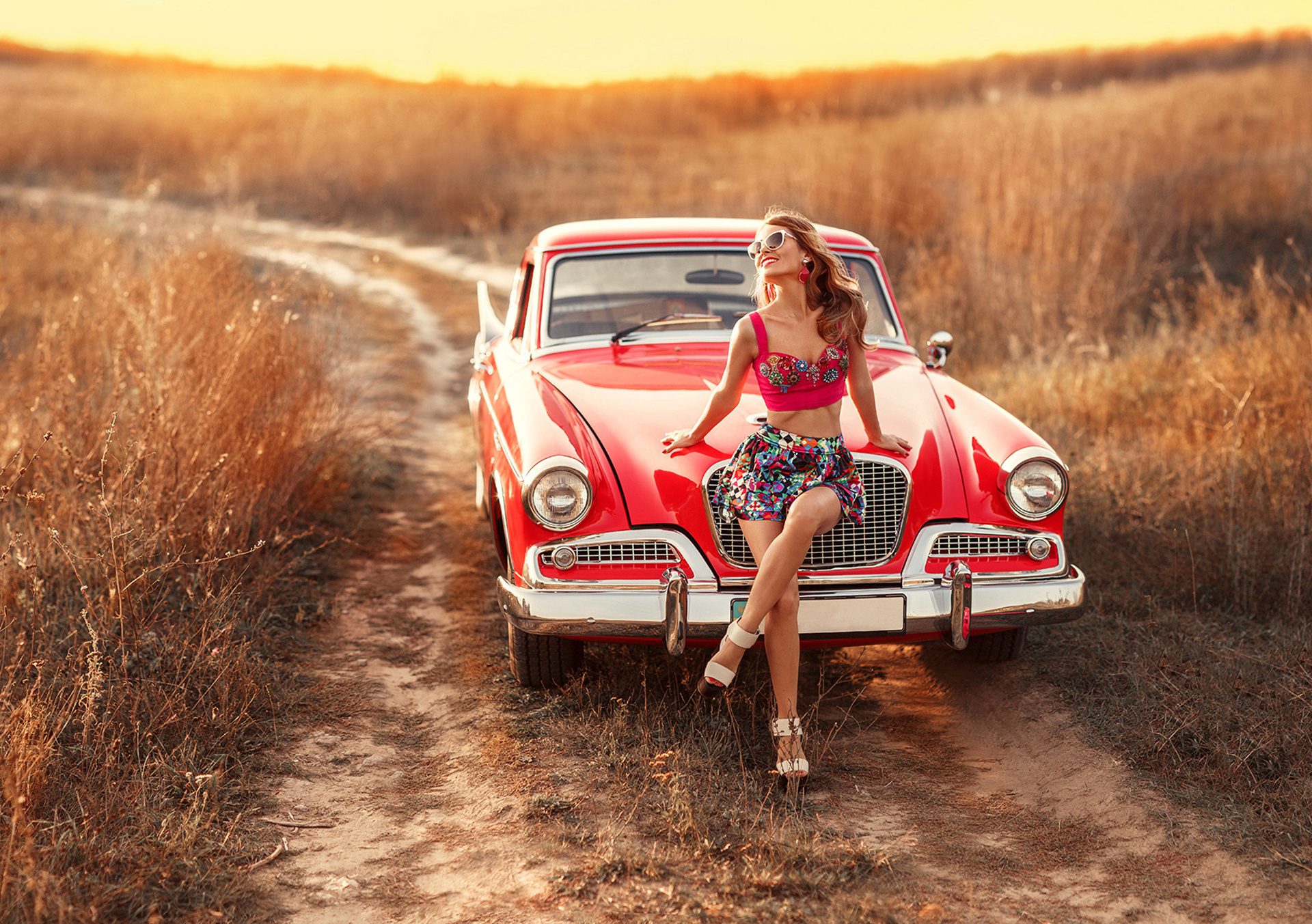 Wallpaper | Cars | photo | picture | retro, Auto, girl, nature, beautiful