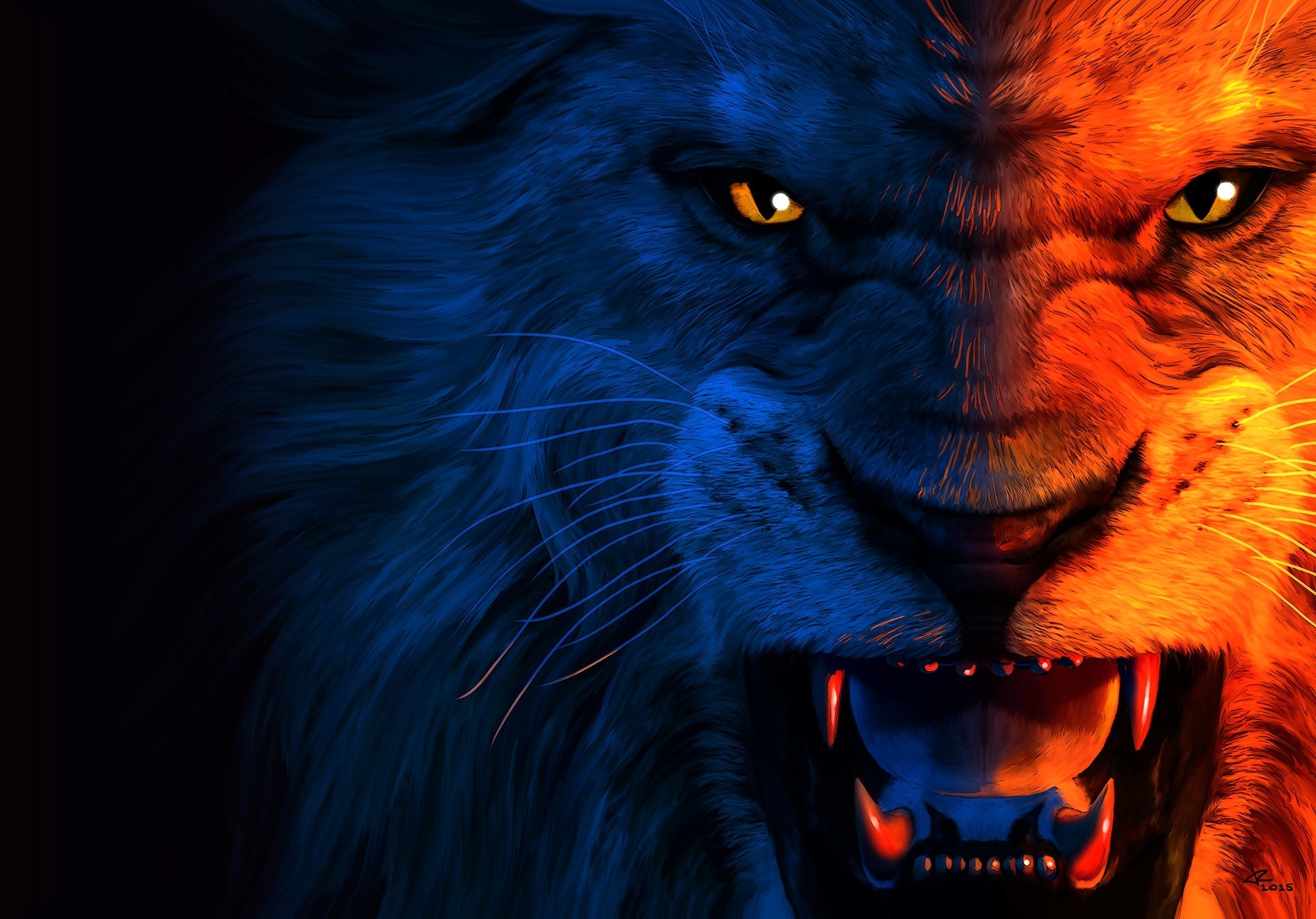 Wallpaper | 3D wallpapers | photo | picture | lion, lion, predator, art,  the dark background