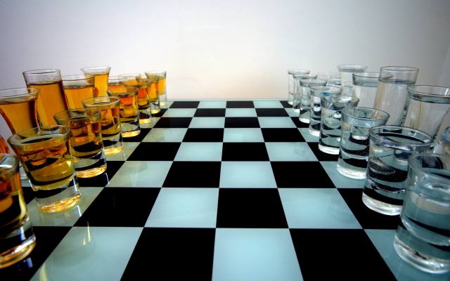 chess, brandy, vodka