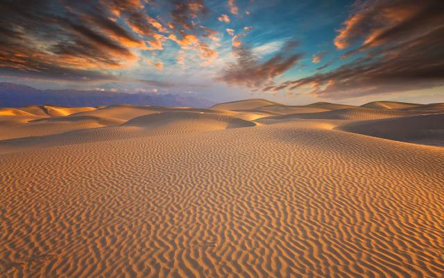 пейзаж, пустыня, песок, барханы, небо
