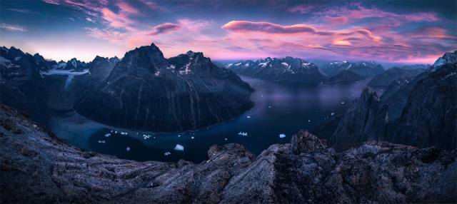 Greenland, Bay, glaciers, nature, landscape