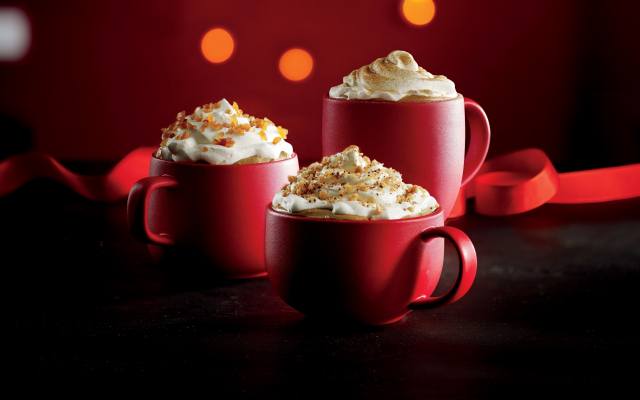 Red Holiday Cups, Starbucks, Coffee, Caramel Brulee Frappuccino