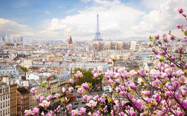 spring, eiffel tower, Paris, France