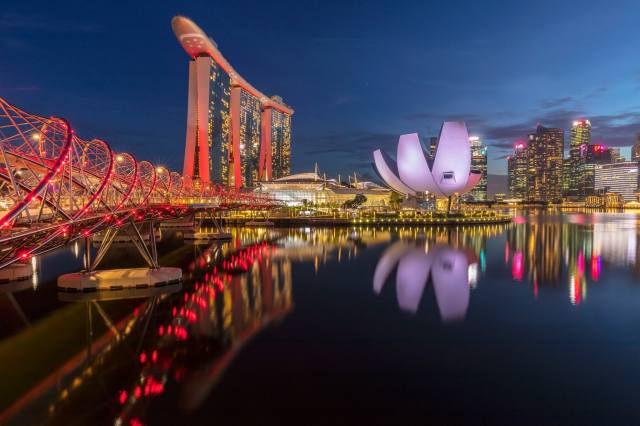 the city, lights, Singapore