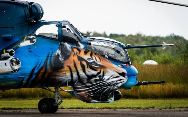 Hellicopter, tiger camouflage, Czech Army