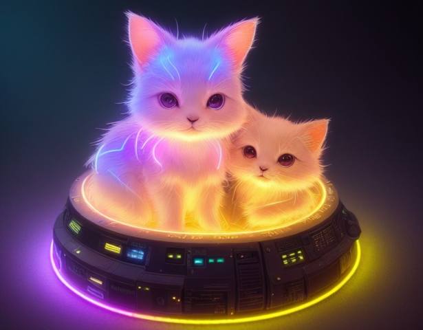 kittens, cyberpunk, Computer, graphics