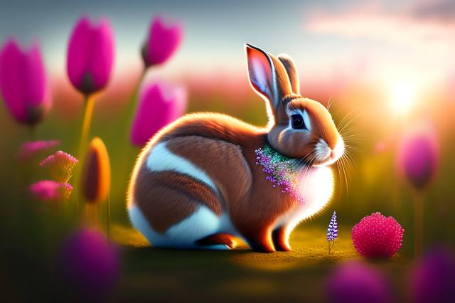 rabbit, tulips, Computer, graphics