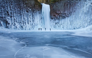 winter waterfall, waterfall, photo south