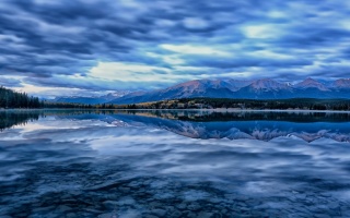 alberta canada, lake, blue, mountain, snow, water, sky