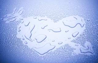 heart, Love, water, drops, macro, photo