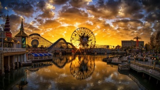 sunset, the city, Disneyland Park