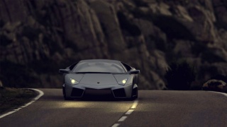 Lamborghini, road, car, lights, photo, evening, mountains, serpentine, sports car, lamborghini