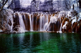 nature, Croatia, waterfall, forest, winter, snow, cloudy, water, beautiful