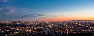 Лос-Анджелес, вечерние огни, панорама