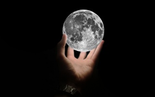 the moon, hand, darkness, light