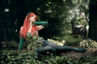 Poison Ivy, cosplay, holka, držení těla, les