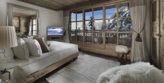 France, Alps, the hotel, furniture, curtains, bed, view, window, bathroom