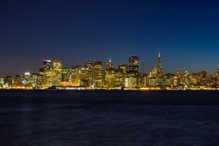 San Francisco Panorama, město, noc, světla, oceán