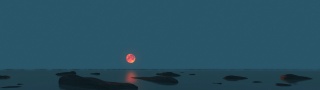 sea, night, the moon, the sky, stones, horizon