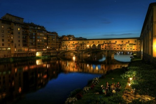 Italy, Florence, Ponte Vecchio, beauty, river, lights, building, promenade