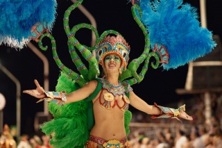 Argentina, karneval, holka, oblečení, krása, karneval, svátek, zábava