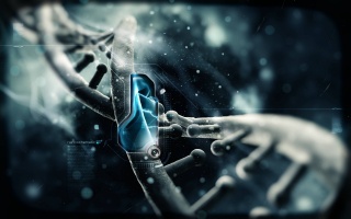 Модифицырованный DNA, modré spektrum, nanoschematic