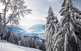 зима, снег, природа, пейзаж, горы