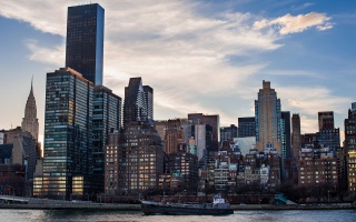 new york, mrakodrap, loď, řeka
