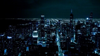 Chicago, USA, město, noc, světlo, mrakodrapy, quarters