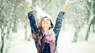 girl, winter, emotions, snow, face, joy, beauty