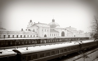 сніг, зима, поїзд, залізниця, вокзал