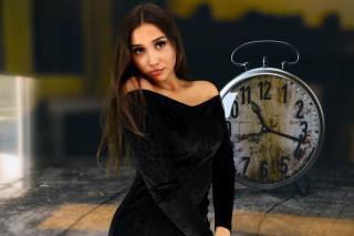 девушка, часы, время