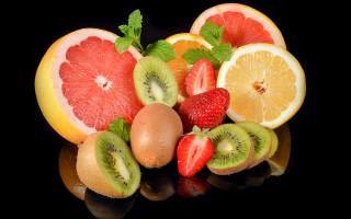 асорті, грейпфрут, Ківі, апельсин, полуниця, фрукти
