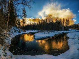 зима, речка, пейзаж, Sven Rok