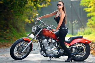 road, motorcycle, girl