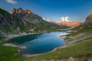 mountains, the lake, France, Valloire, Rhone-Alpes, Alps, nature