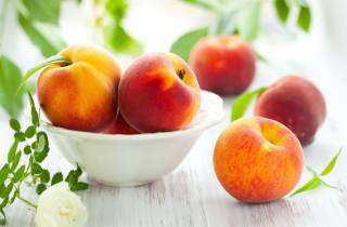 peach, leaves, peaches, background, fruit, nectar