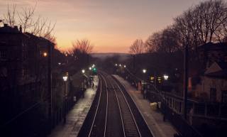evening, the city, lights, railway