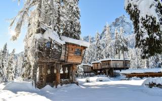 Караван Парк Сесто, South Tyrol, романтические домики на деревьях, Camping Caravan Park Sexten, South Tyrol, отдых на природе