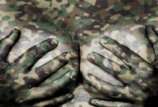 chest, hands, camouflage, green, bust, fingers