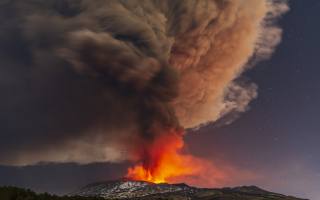 этна, Etna, Sicily, smoke billows, sopka, Itálie