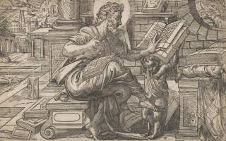 Anthony van Leest, Netherlandish, 1565–75, Saint Matthew seated and reading from a book