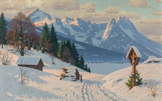 Fritz Muller-Landeck, german, A sunny winters day