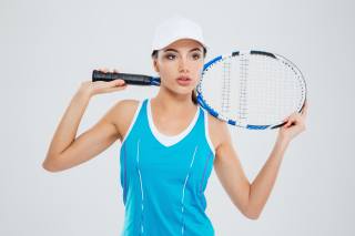 girl, lips, tennis, racket