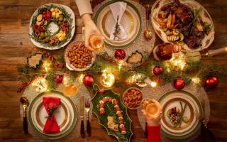 Christmas Feast Table with Almonds, Christmas hustle, traditional Christmas treats