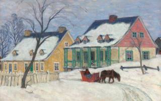Clarence Gagnon, canadian, Old Houses, Baie-Saint-Paul, 1912