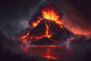 the volcano, eruption, 3d