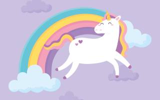 cute, unicorn, cloud, Fantasy